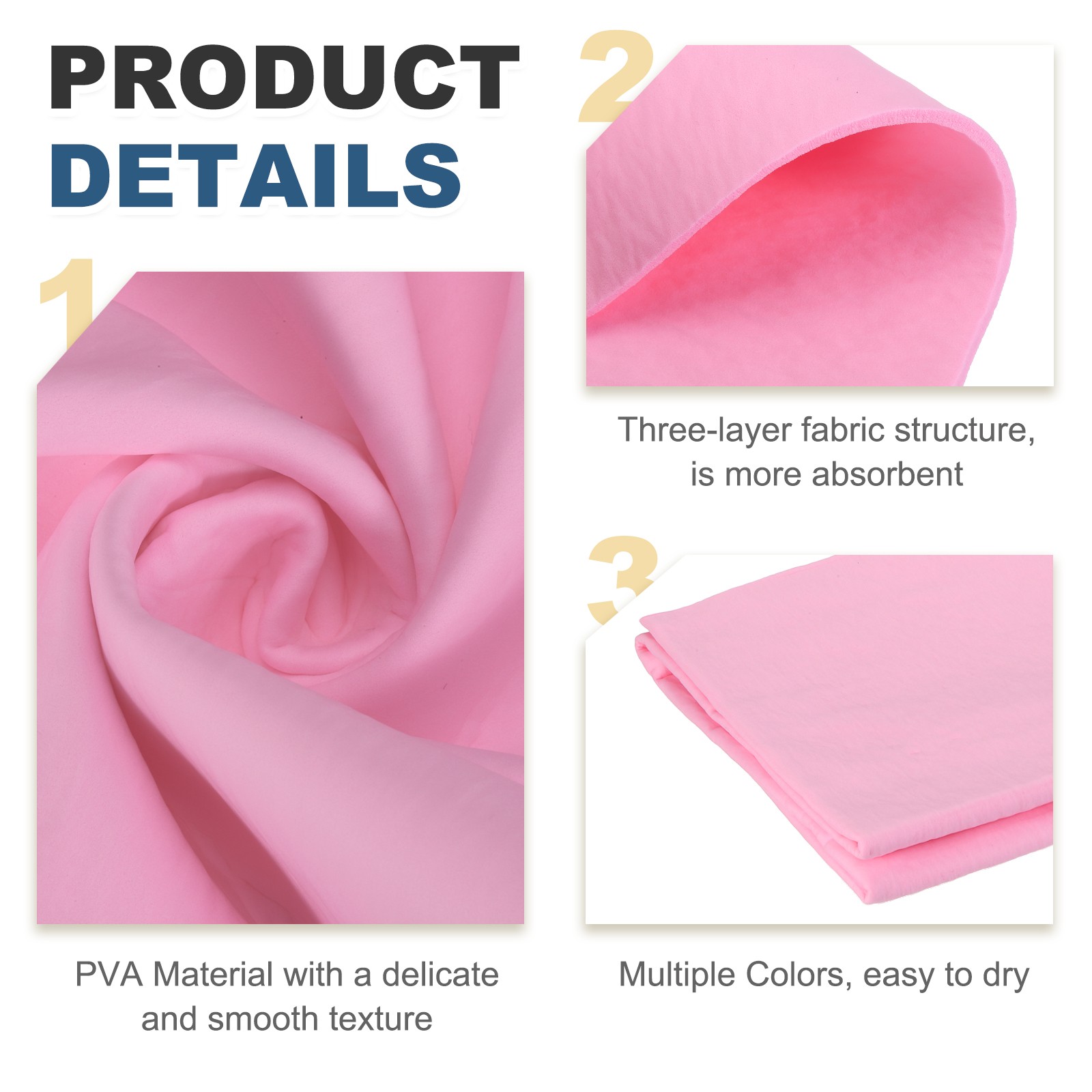 Shammy Cloth for Car Drying, 26 x 17 Inch Chamois Towel, Pink