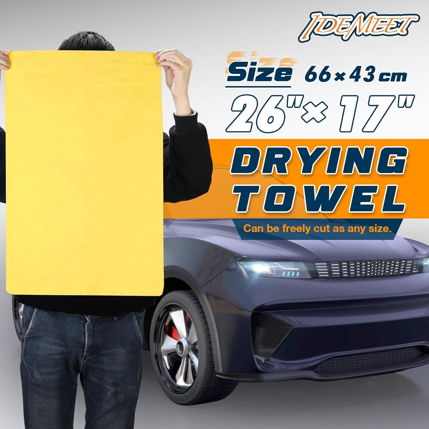 Premium Shammy Towel 2 Pack 26″X17″ Super Absorbent Car Drying Towel, Soft