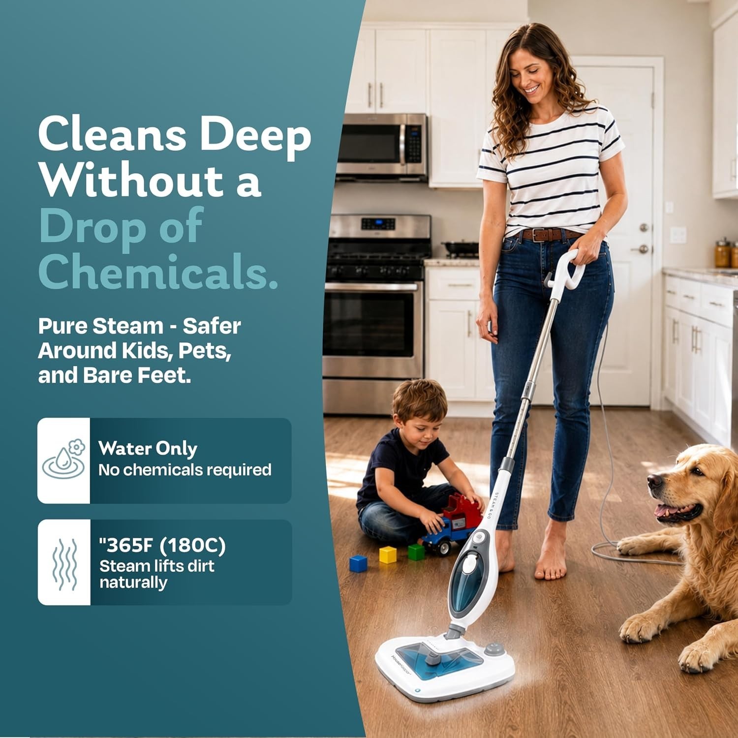 Versatile 10-in-1 Steam Mop with Detachable Handheld Cleaner – Pure Hygiene