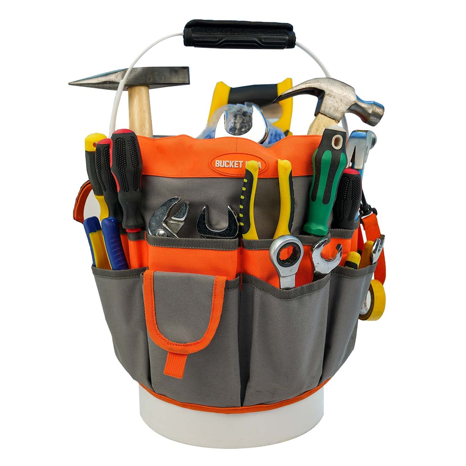 MELOTOUGH Bucket Idea Tool Organizer With 35 Pockets Fits to Orange