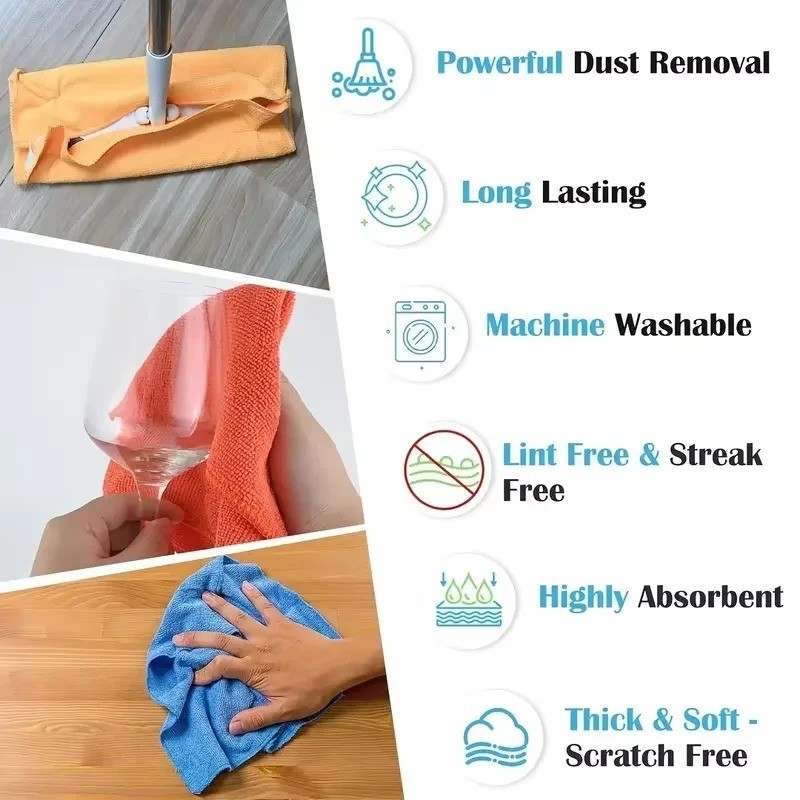 Microfiber Cleaning Cloth Set of Towels Rag Car Polishing Detailing No-Scratch