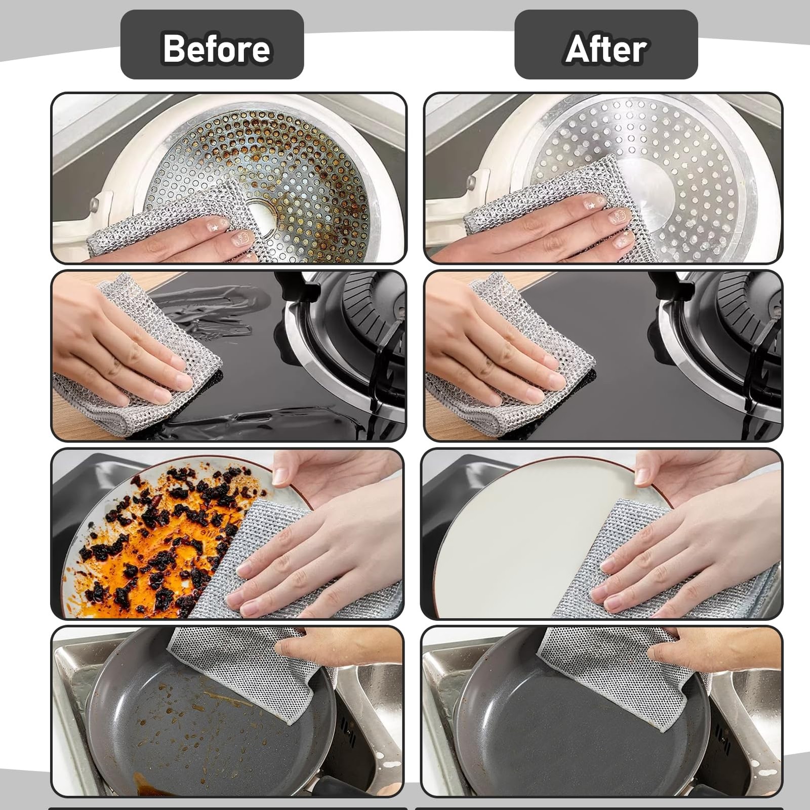 10 Pack Multifunctional Non-Scratch Wire Dish Cloth Mesh Knit Cleaning Cloth