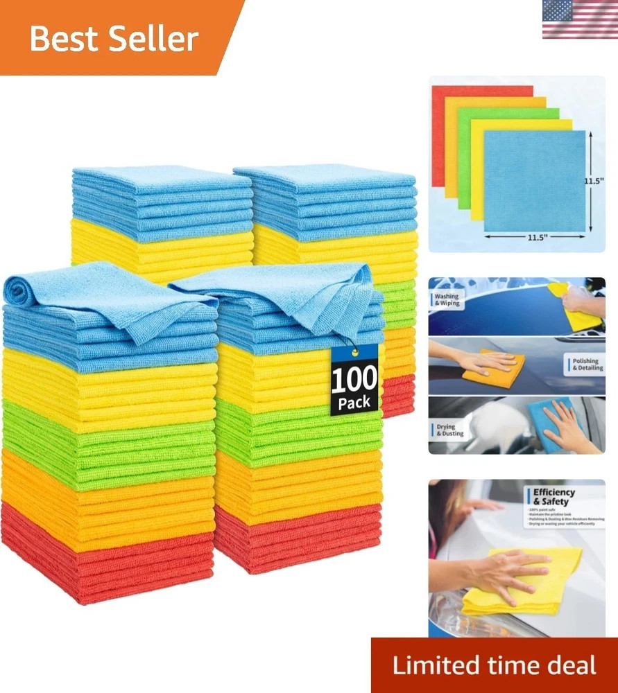 Microfiber Cleaning Cloth, 100 Pack Cleaning Rags Microfiber Towel Bulk Absor…