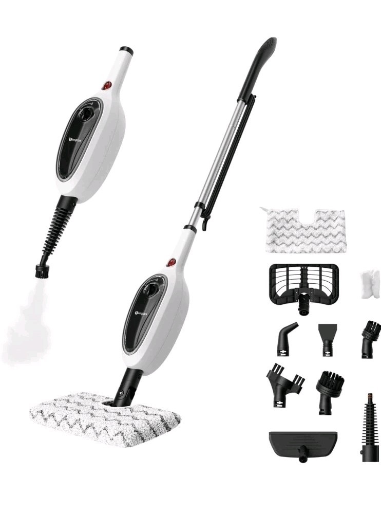 SIMPLUS Steam Mop, 8-in-1 Steam Cleaner, 17S Heat Up, Floor Steamer Double-Sided