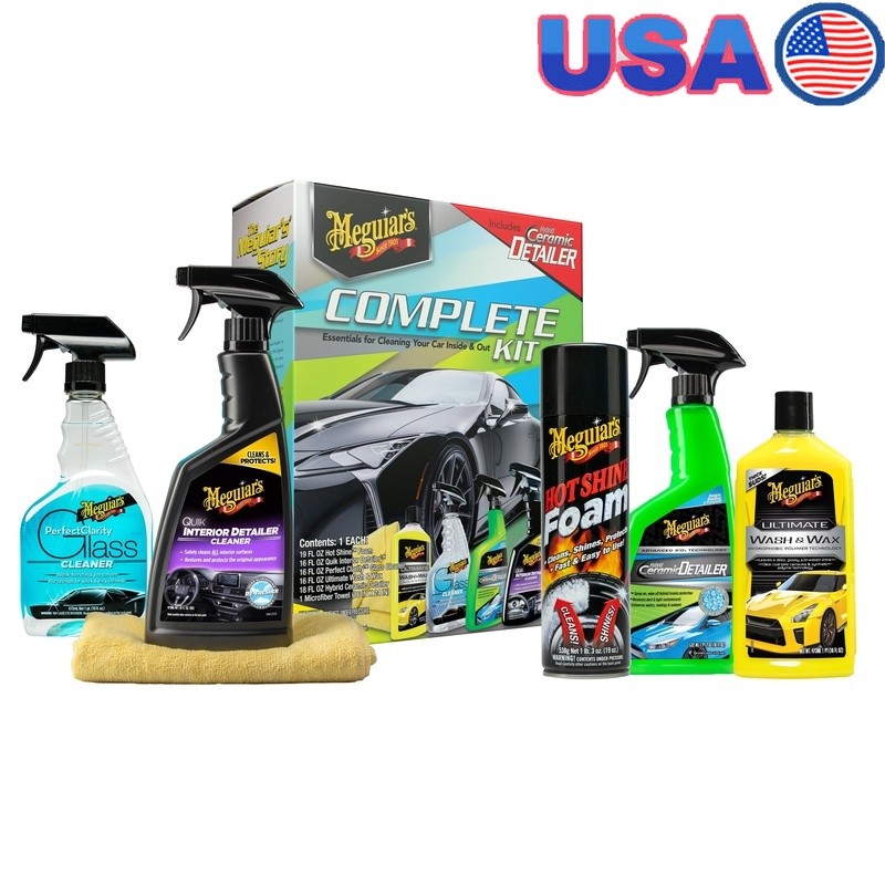 Complete Car Care Kit 6 Piece Auto Cleaning Detailing Set Wash Wax Protect Shine