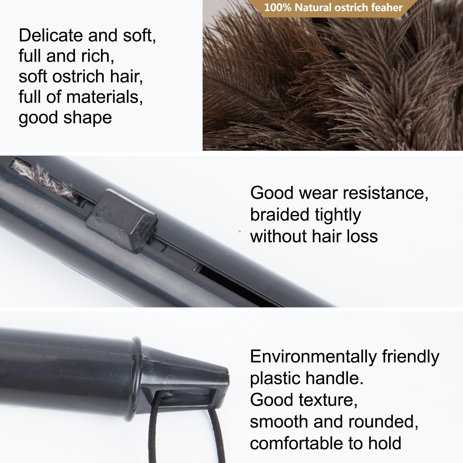 Aldwin Ostrich Feather Duster Retractable 1 Pack,16 inch Genuine Fluffy Gray