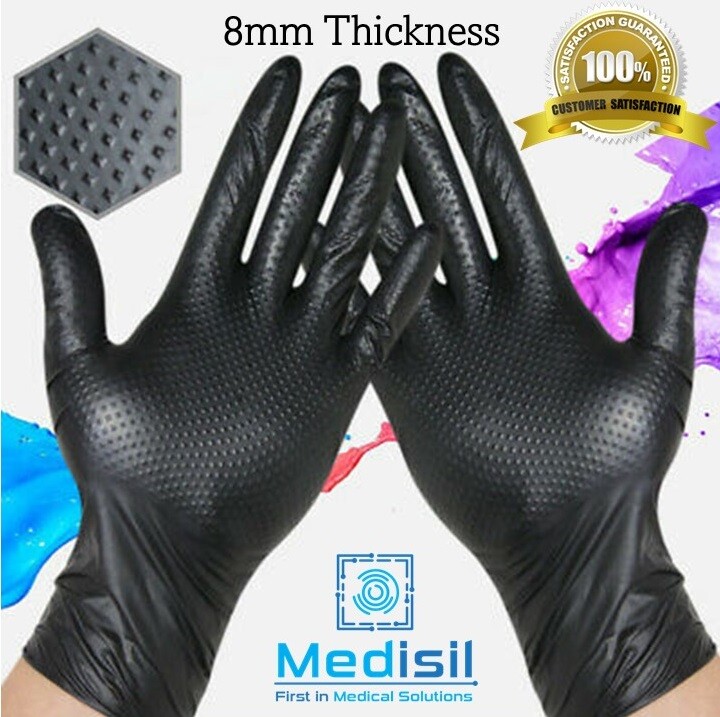 Mechanical HD Disposable Nitrile Gloves 8mm Powder Free & Latex Free (100pack)