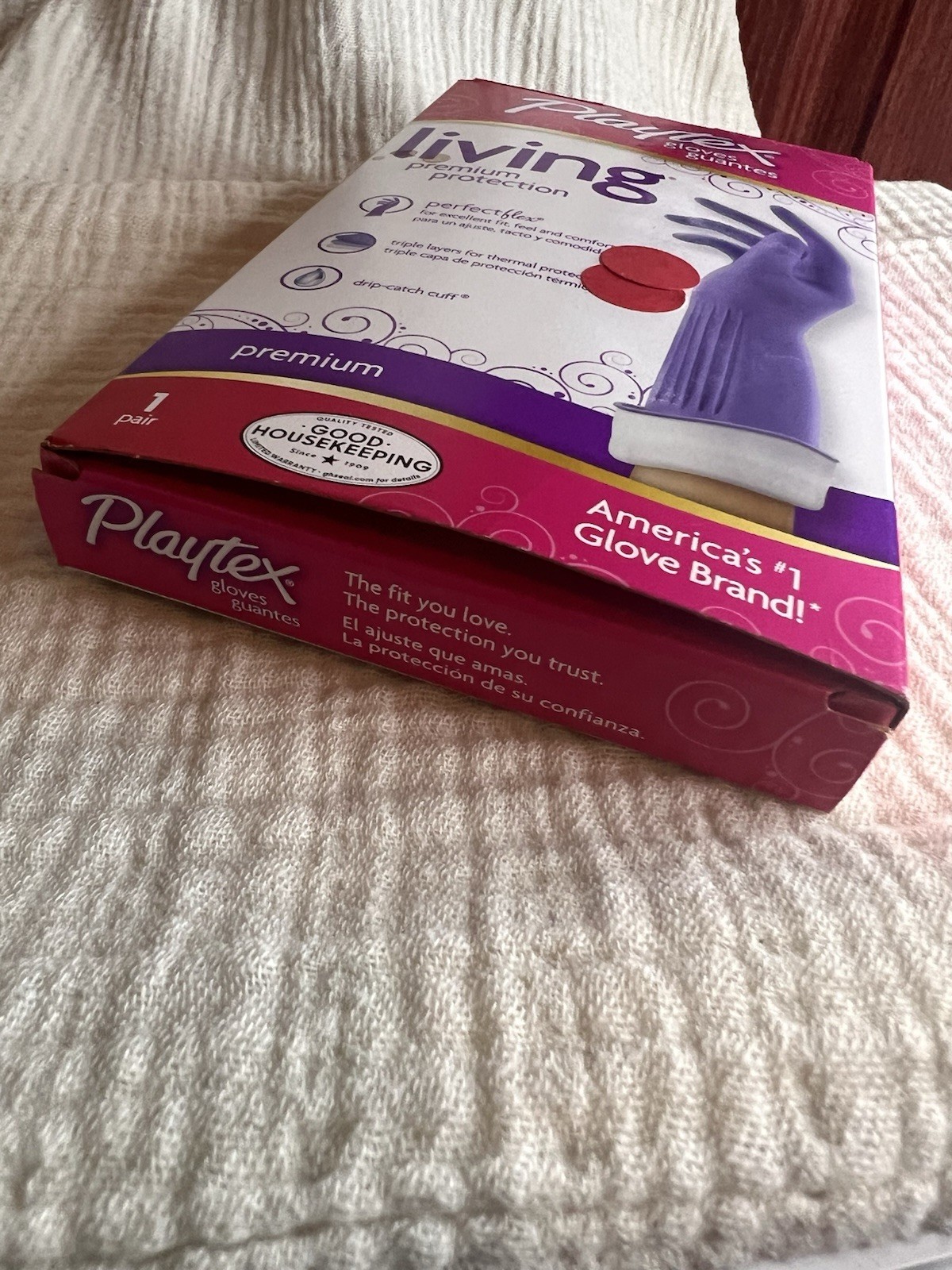 Playtex Living Premium Protection Cleaning Gloves Large Purple Heavy Duty 1 Pair