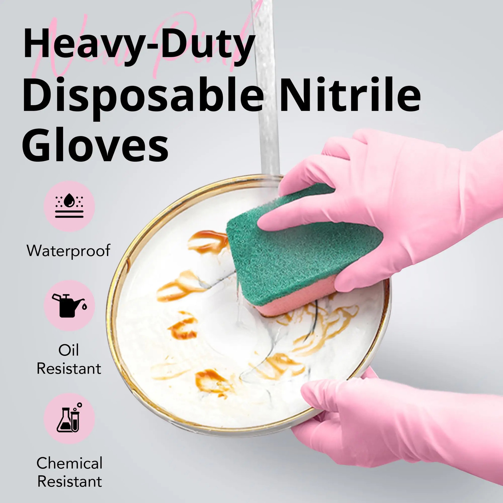 Disposable Nitrile Cleaning Gloves Latex-Free Thicken Extended Cuff Food Glove C