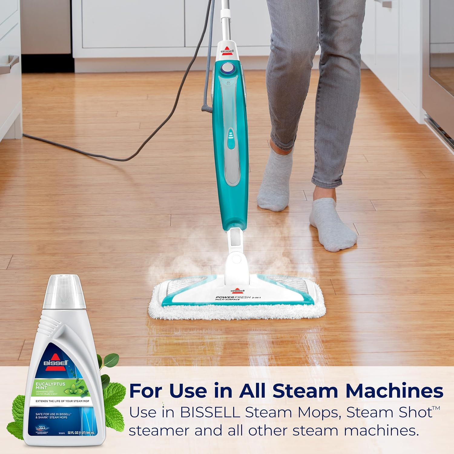 EUCALYPTUS MINT DEMINERALIZED STEAM MOP WATER, 32 Ounces, 1392, WHITE
