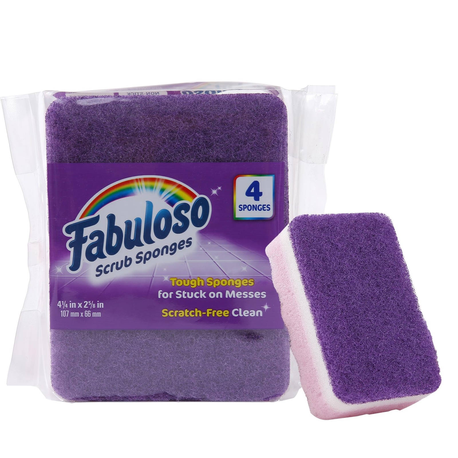 Fabuloso Scratch Free Kitchen Dish Sponges Purple Cellulose Scrubber Sponge with