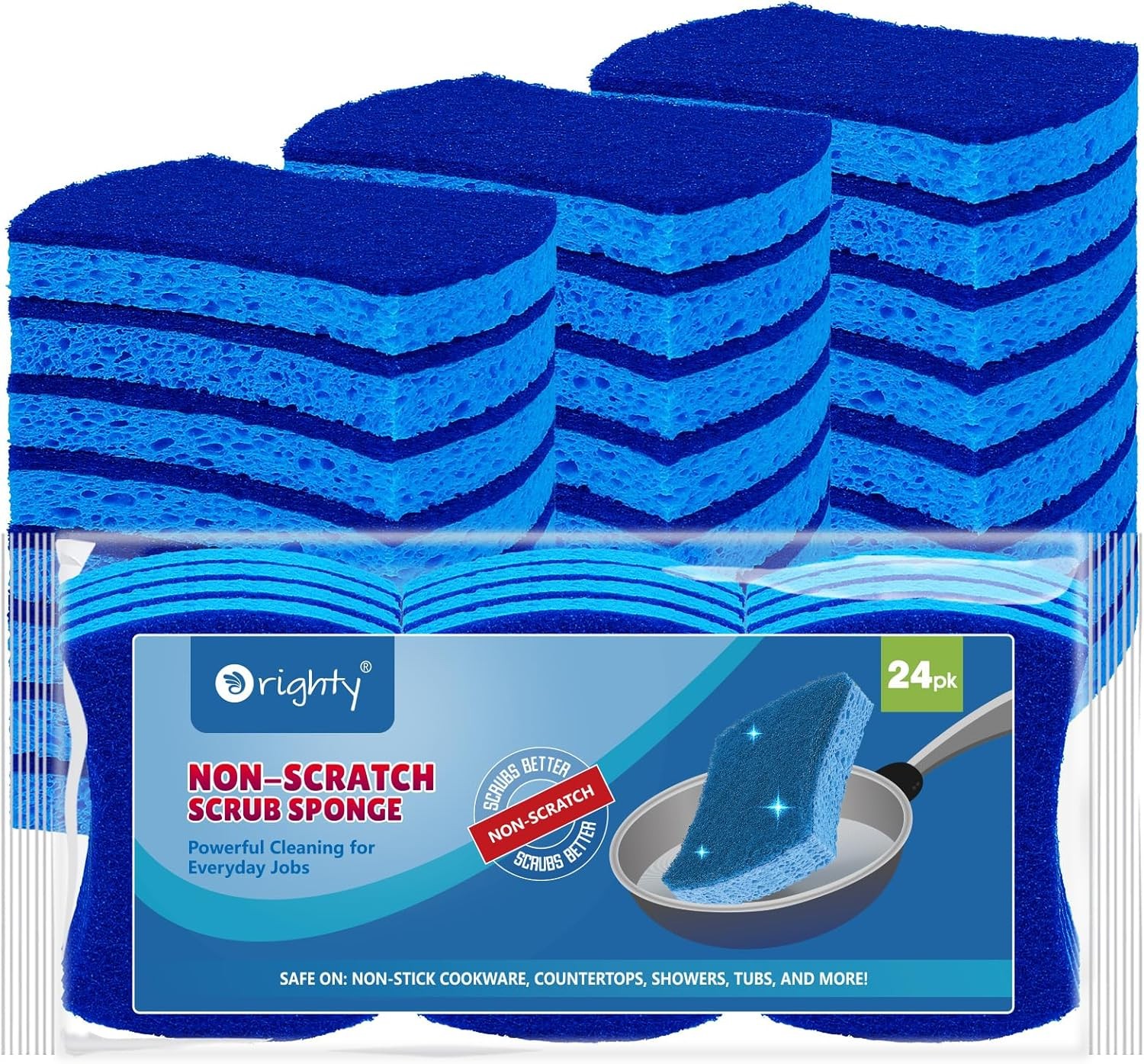 Orighty Scrub Sponges 24 Pack Non Scratch Kitchen Dish Cleaning Dual Side Sponge