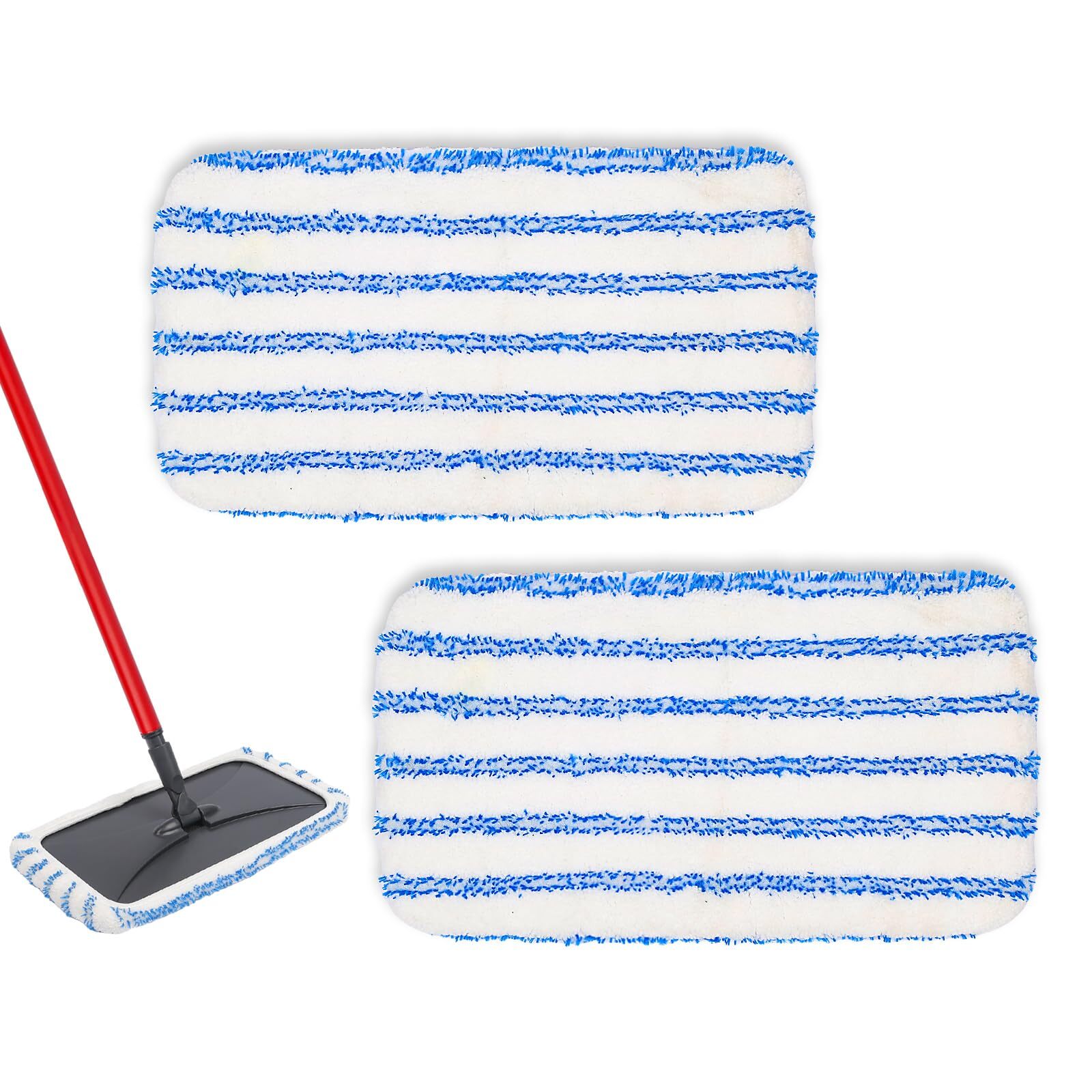 2 Pack Reusable Fiber Cotton Mop Pads For 15 * 8 Inch Flat Mop Compatible With H