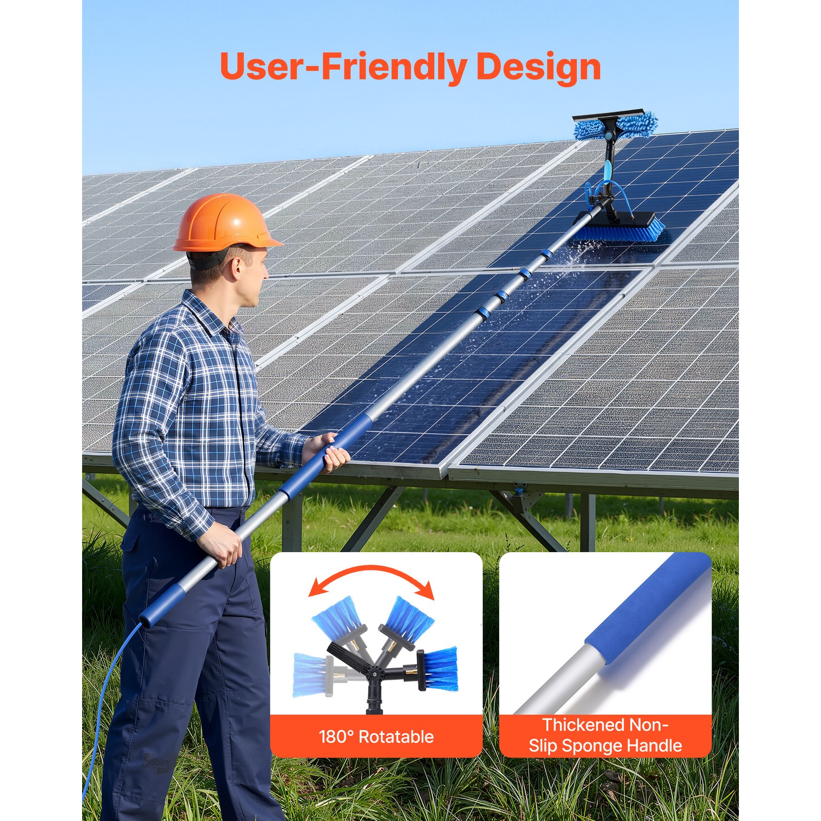 Uimoso Solar Panel Cleaning Kit with 24 ft Water Fed Pole and Brush System