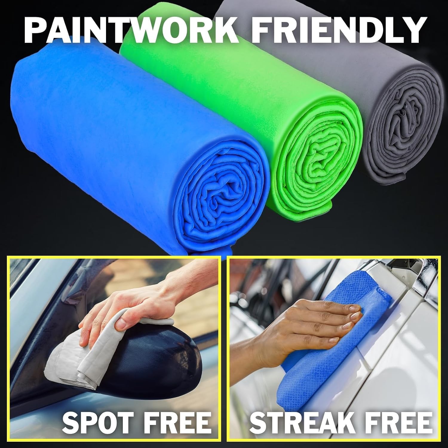 6 Pack Shammy Cloth for Car Drying, 26”x17” Chamois Towel for Car