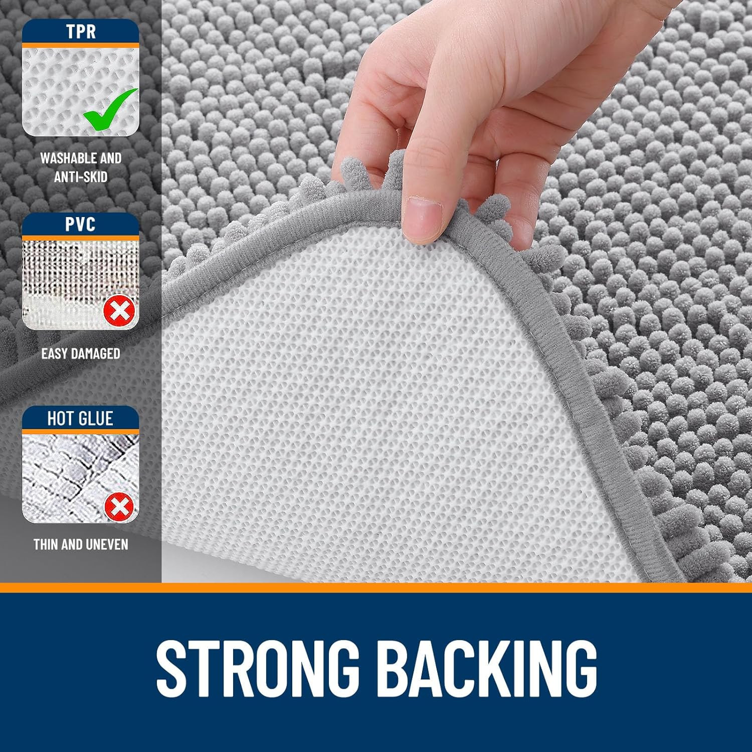 OLANLY Bathroom Rugs 30X20, Extra Soft Absorbent Chenille Bath Rugs, Rubber Back