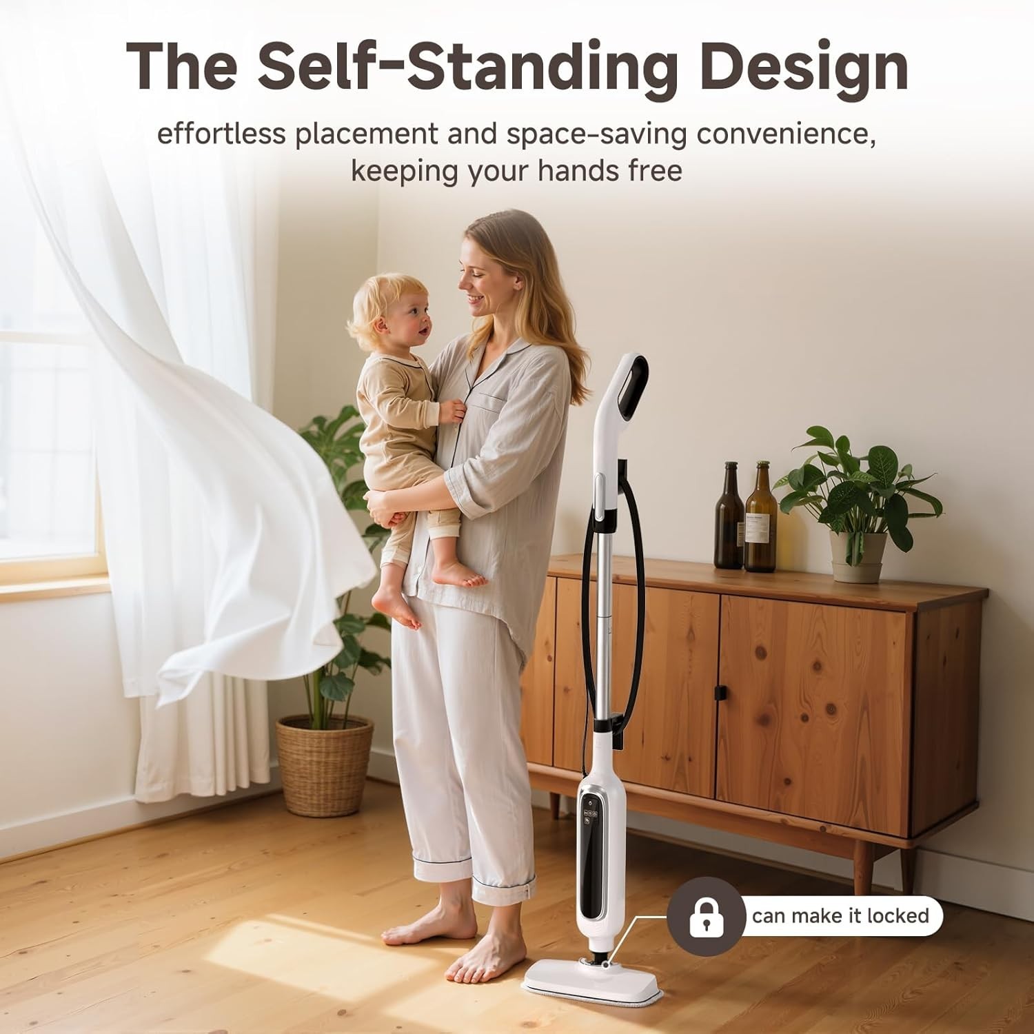 Powerful Steam Mop with Adjustable Height and LED Display – Fast 15s Heat