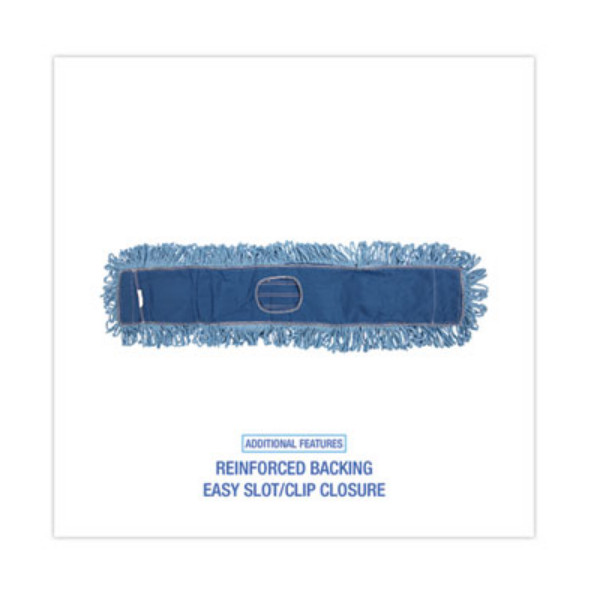Boardwalk BWK1136Dust Mop Head, Cotton/Synthetic Blend, 36 x 5, Looped-End, Blue