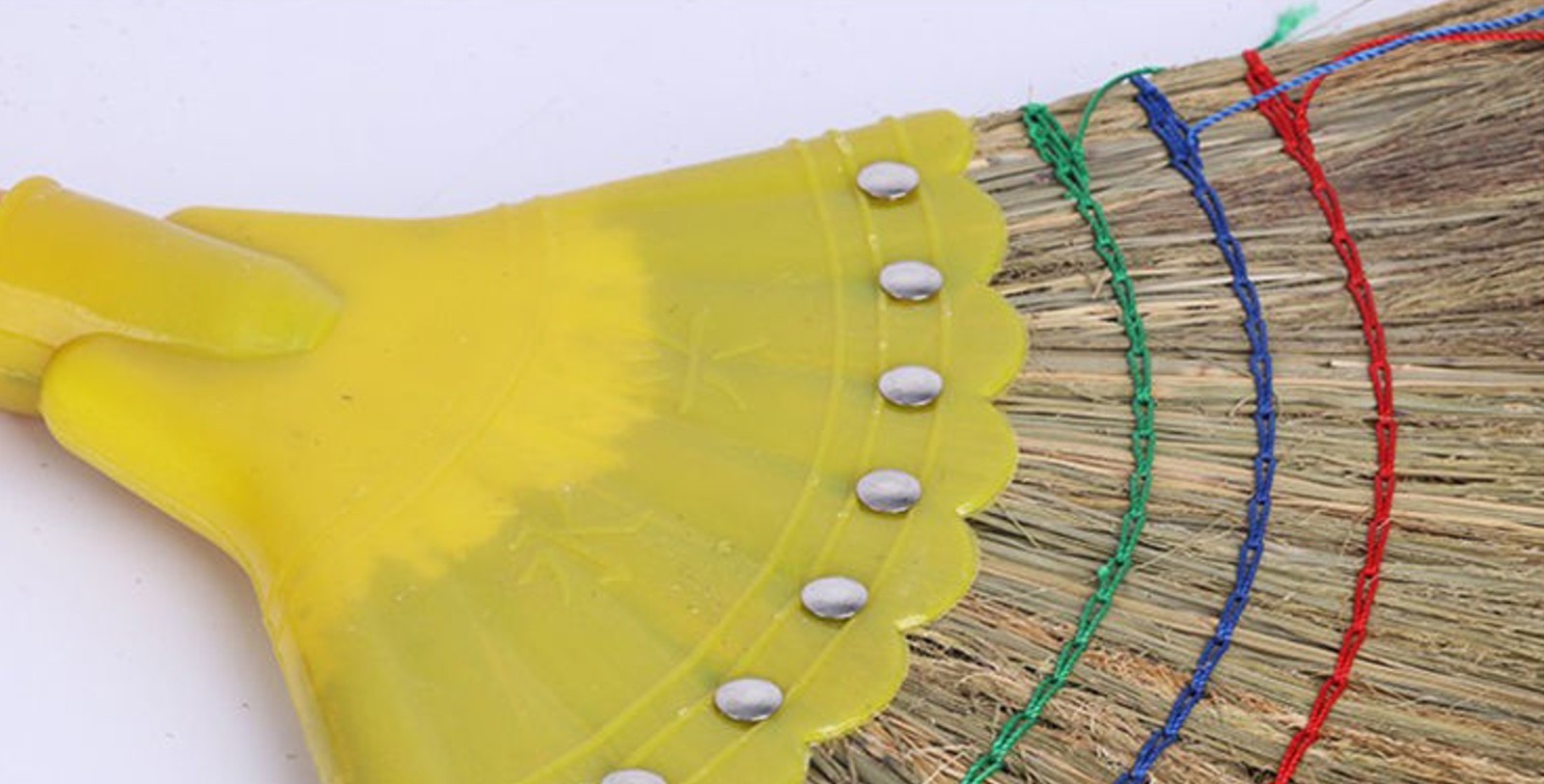 Asian Natural Straw Broom 58 Inch Length Vietnamese Corn Sweep Stainless Steel