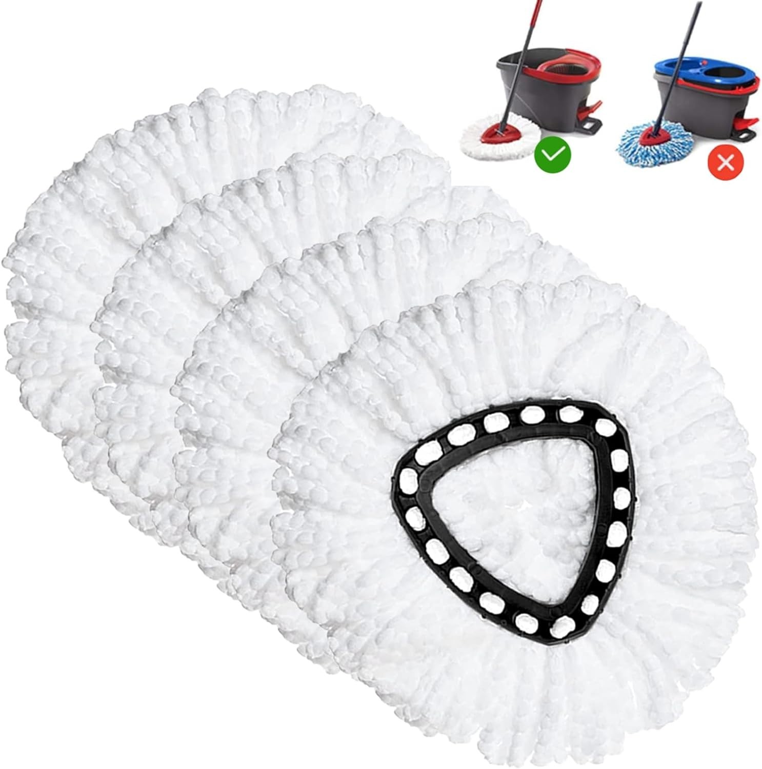 Spin Mop Replacement Head 4 Pack Microfiber Swivel Mop Refill Easy to Install