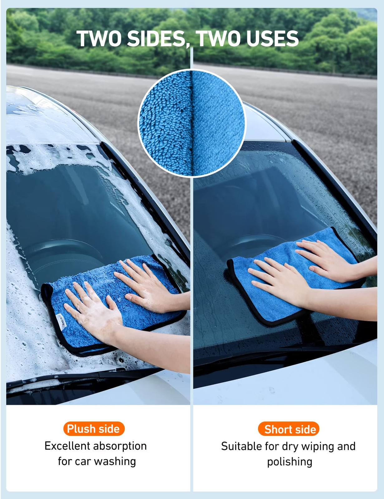 6-Pack Microfiber Car Cleaning Cloths, Auto Detailing Towels for Washing, Drying