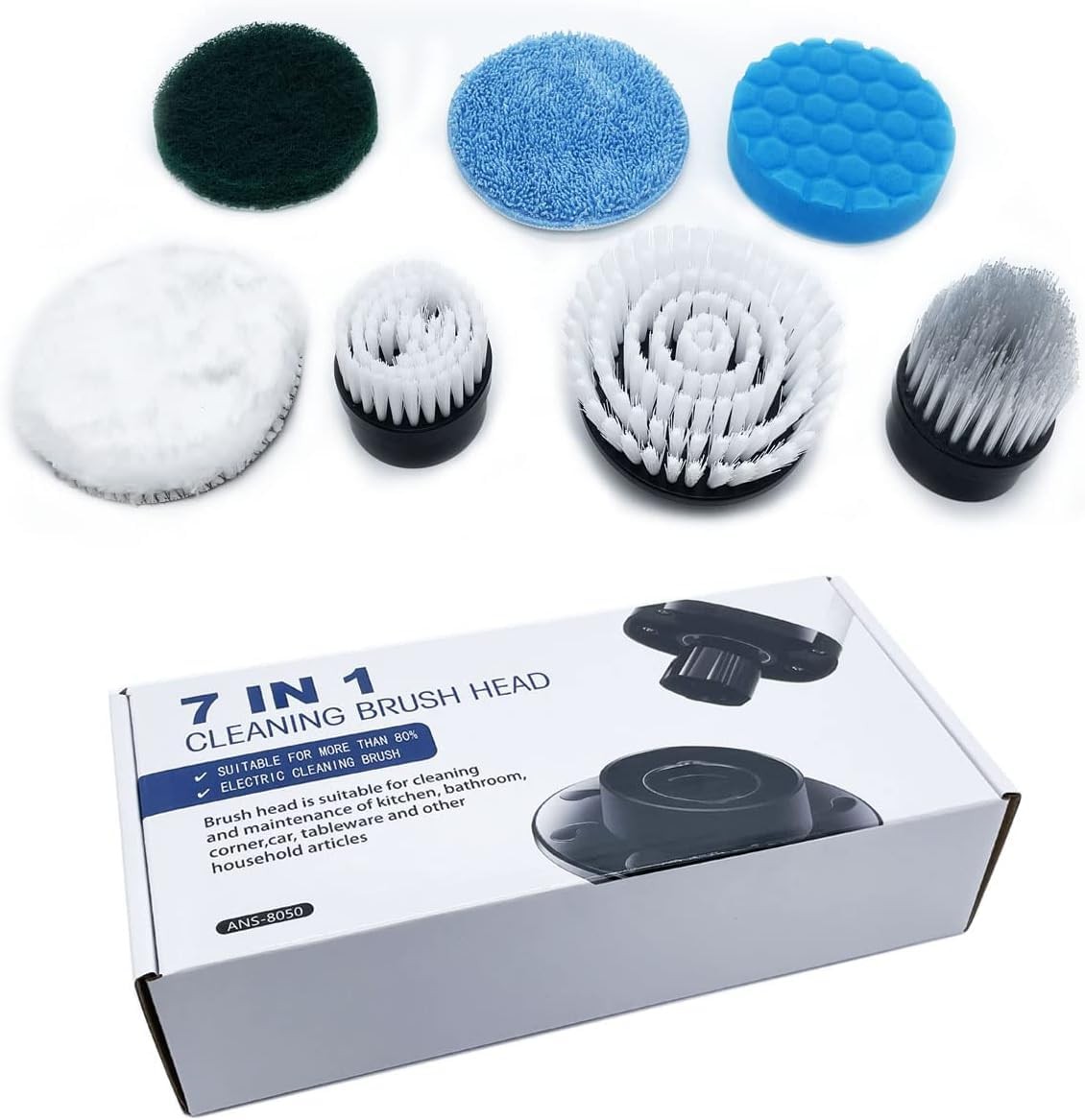 MGLSDeet Electric Spin Scrubber 7Pcs Replacement Brush Heads Black, White