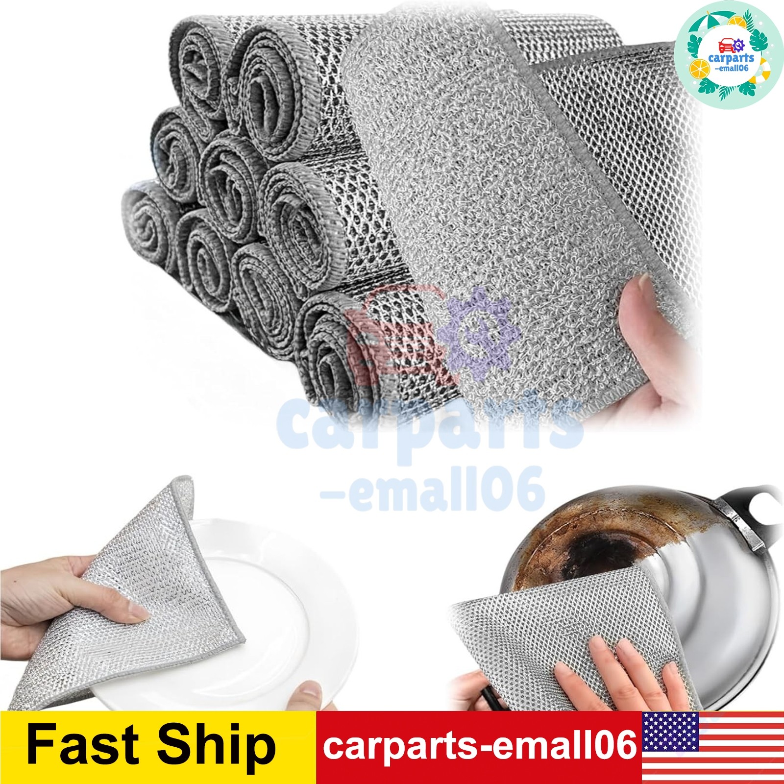 6 Pack Steel Wool Dishwashing Pads Multipurpose Mesh Dish Cloths Stainless Steel