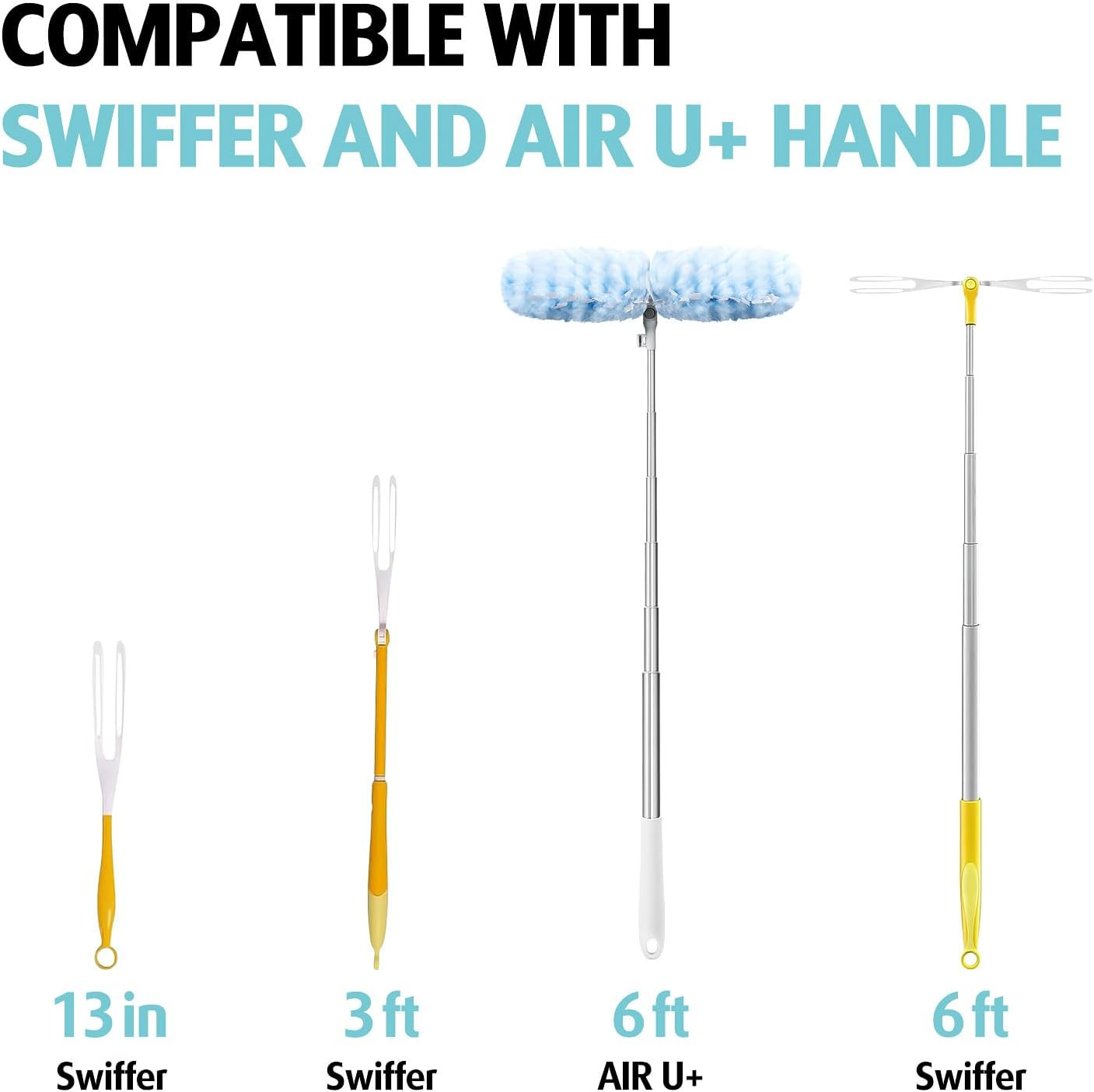 6 Ft Extendable Duster Handle with 20 Pcs, Compatible with Swiffer, Disposable M