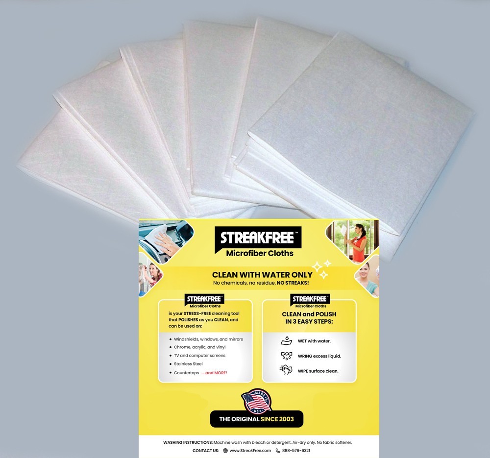 Streak Free Microfiber Cloths 2 PACK -StreakFree – Lint Free – Spot Free