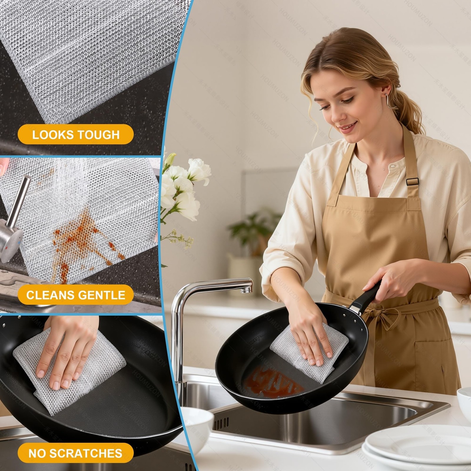Non Scratch Wire Dishcloth and Microfiber Cleaning Cloth 20pcs-Multipurpose W…
