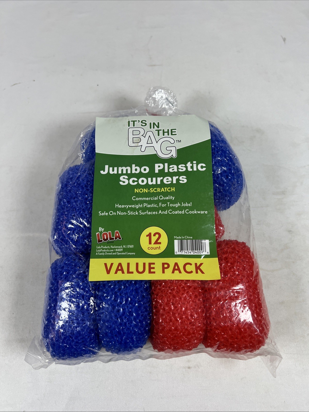 LOLA Jumbo Plastic Knitted Mesh Scourer, Non-Scratch Open Pack 9 New Scourers
