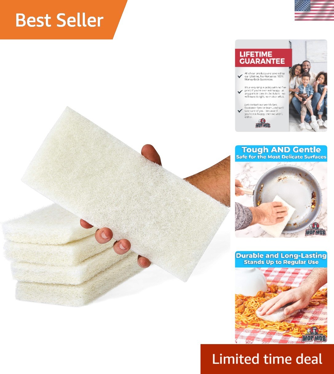 Flexible Multi-Purpose Scrubbing Pads – 10×4.5in, Eco-Friendly Cleaning Solution