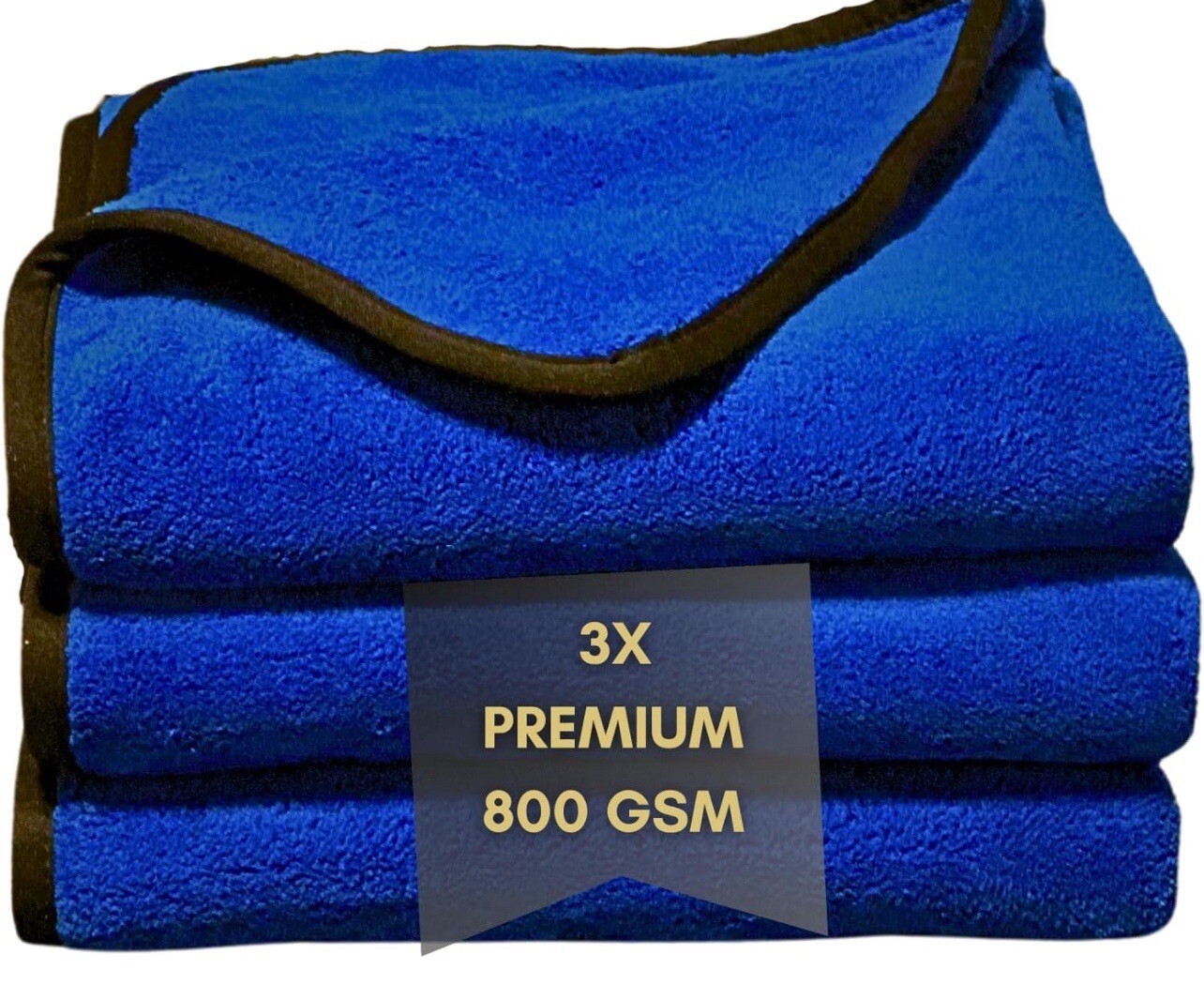 NEW 800 GSM Premium Double-Sided Microfiber Car Cleaning Towel, 3-pack, 20 x 30”