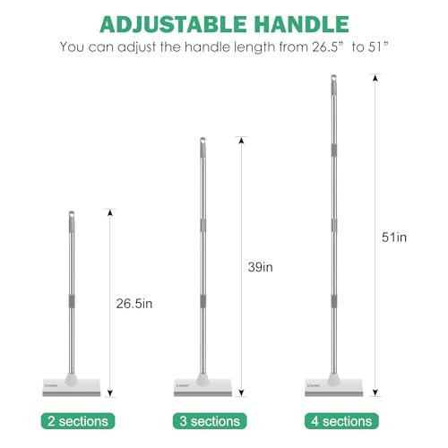 Floor Scrub Brush with 51-Inch Long Adjustable Grey White-standard-1 Pack