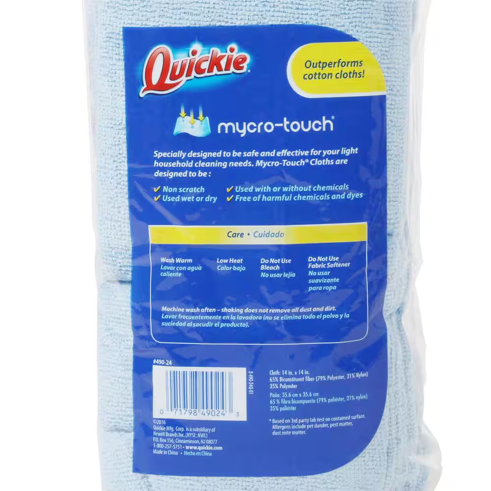 Quickie Microfiber Cleaning Cloths Towels 14×14 Lint Free Reusable 24 Pack