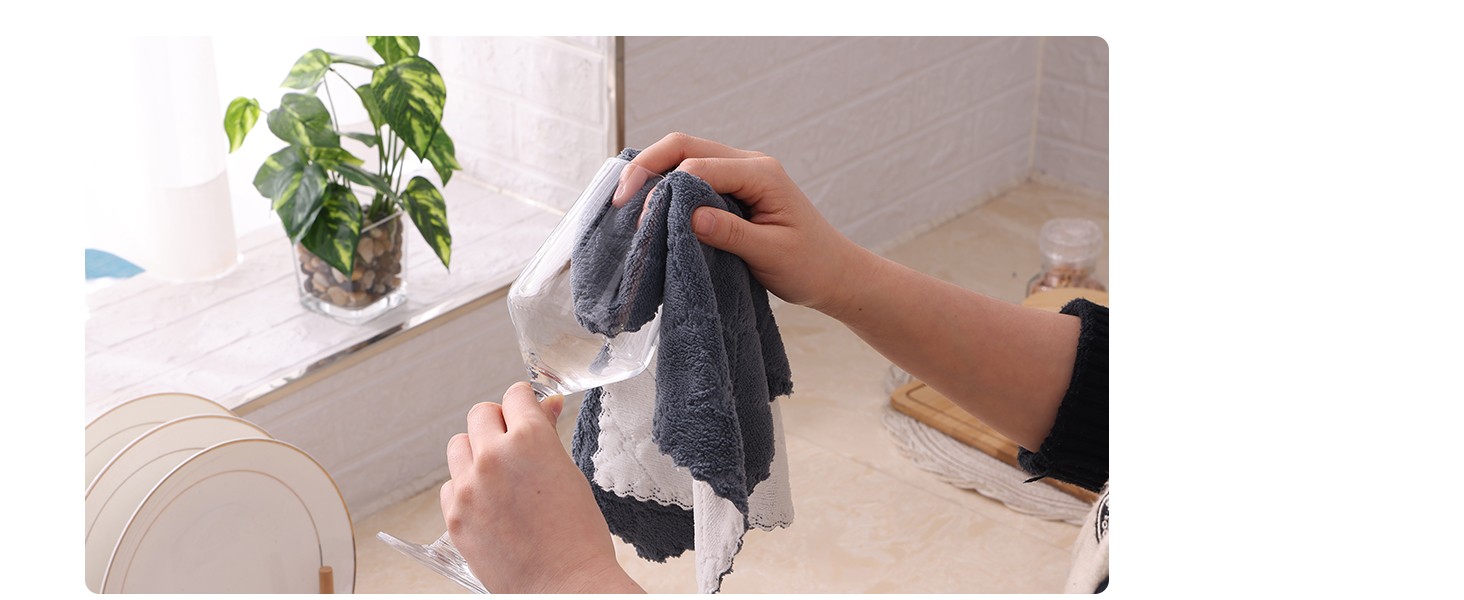 12 Pack Soft and Absorbent Kitchen Cloths, Grey & Green | Super Soft and