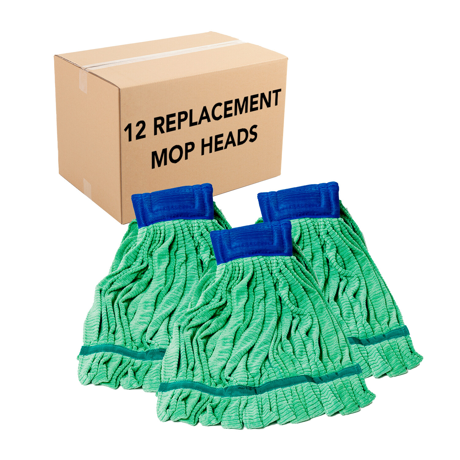 Tube Mop Heads, Wholesale Case of 12 Microfiber Commercial Mop Replacement Heads