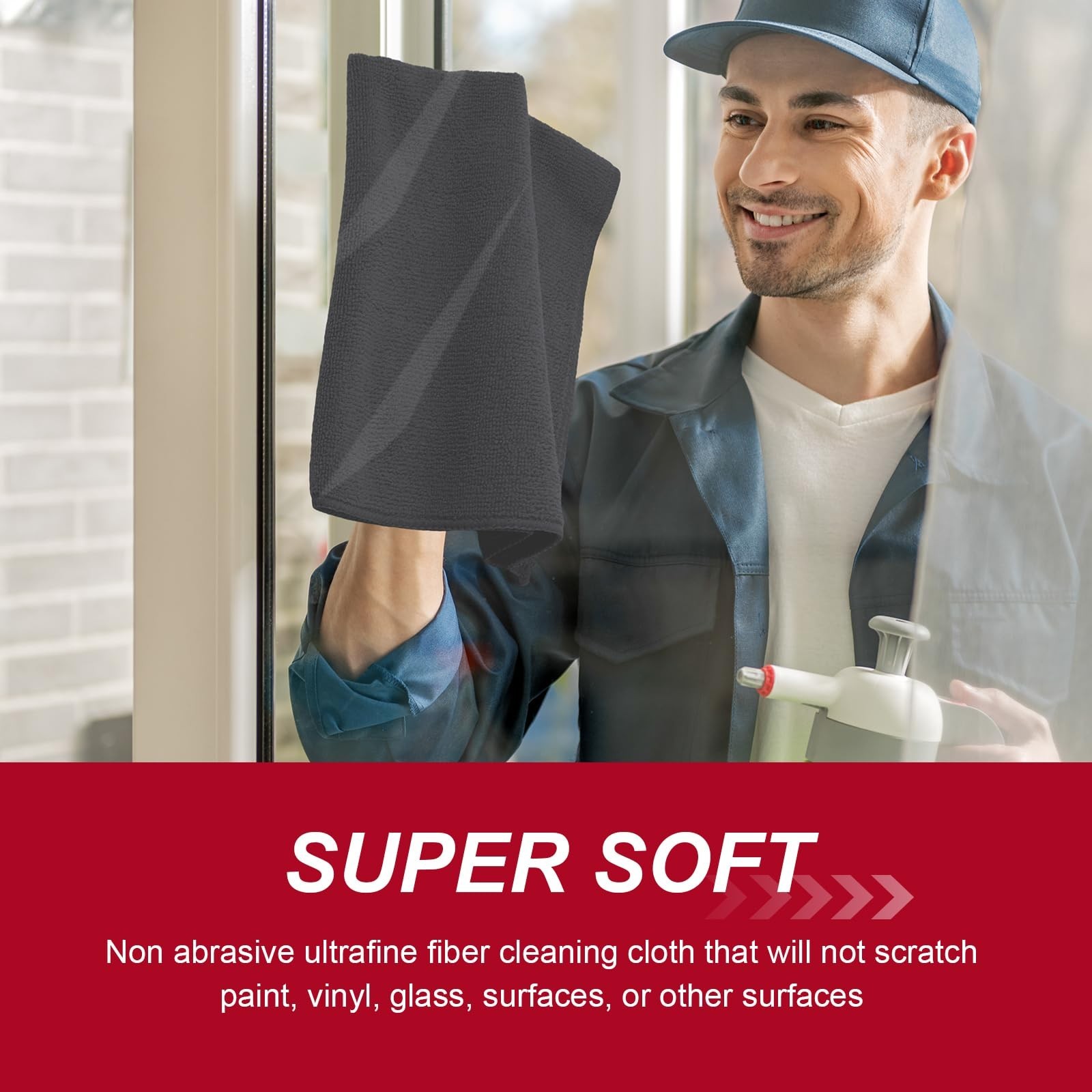 200 Pcs Microfiber Cleaning Cloths 16×16″ Ultra Absorbent Reusable Lint-Free Tow