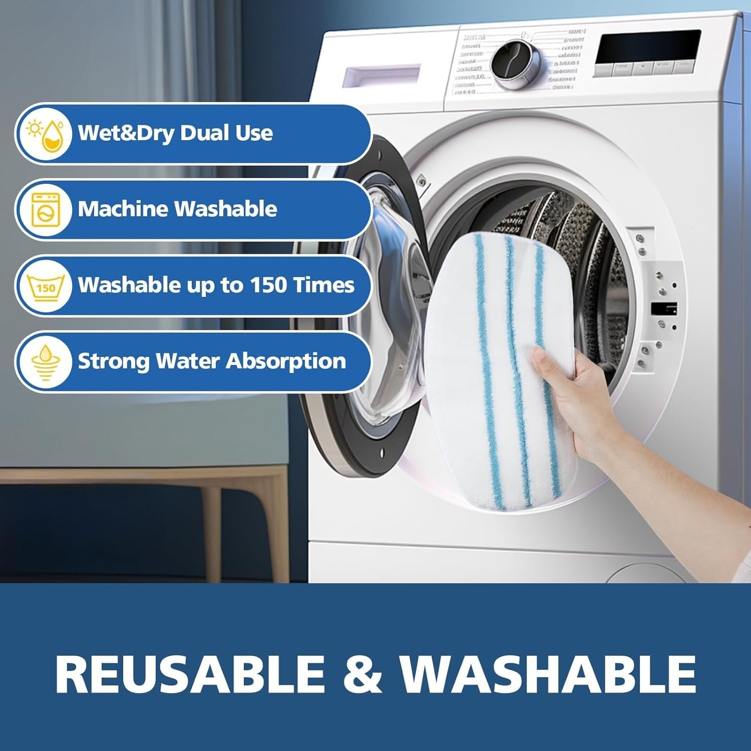 Soft Microfiber Mop Pads – 8 Pack Compatible with New PurSteam ThermaPro 10-in-1
