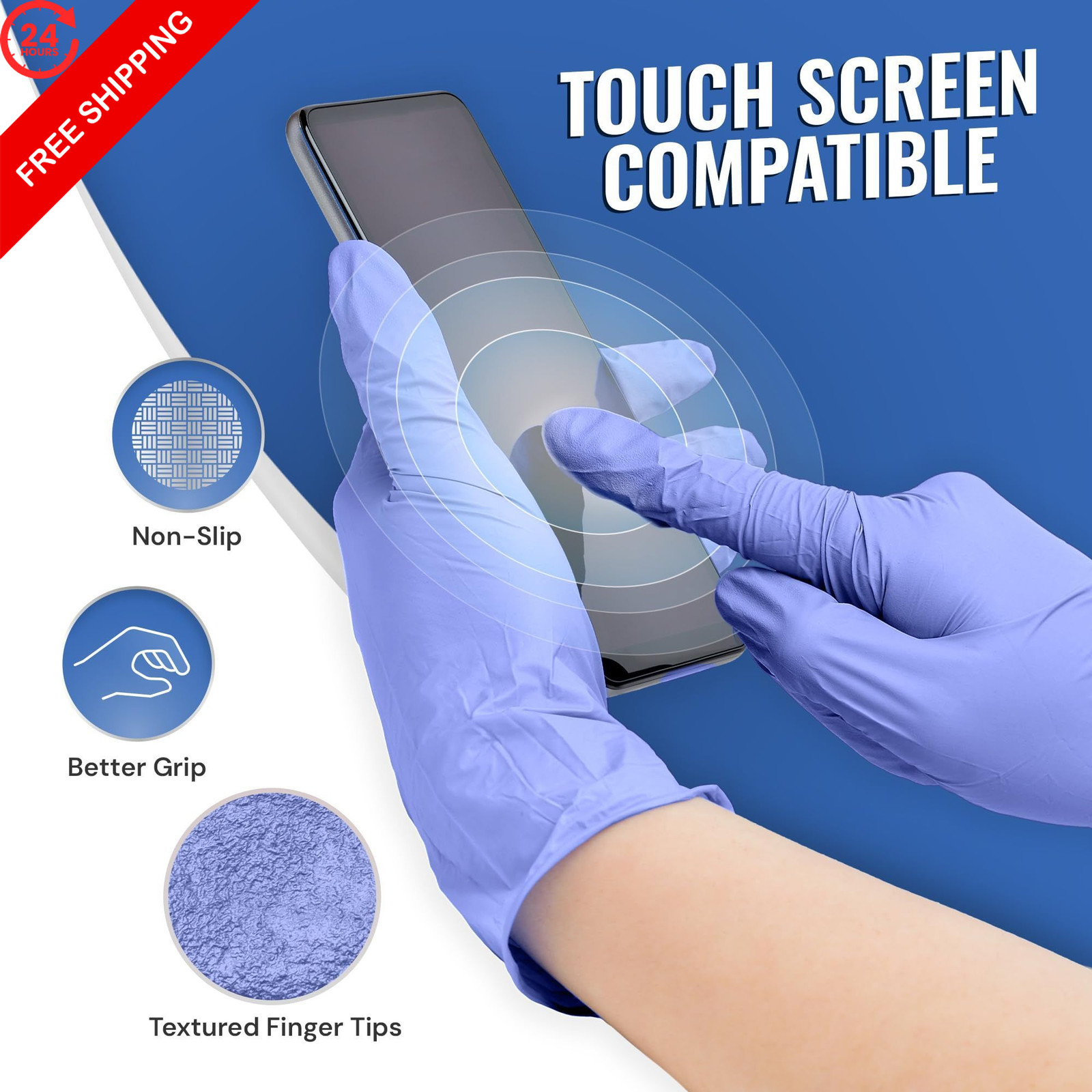 Reli. Nitrile Gloves Large 500 Pack | Powder & Latex Free Large, Blue