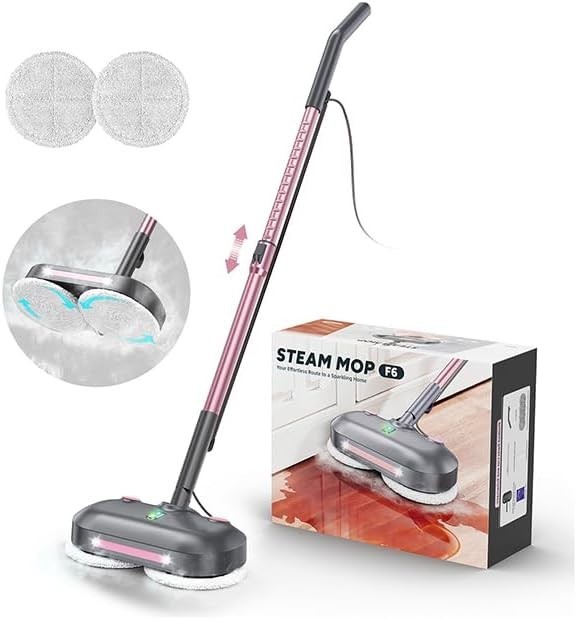 Scrubbing Steam Mop with Rotating Pad,Spin Steam Cleaner for Floor Cleaning |…