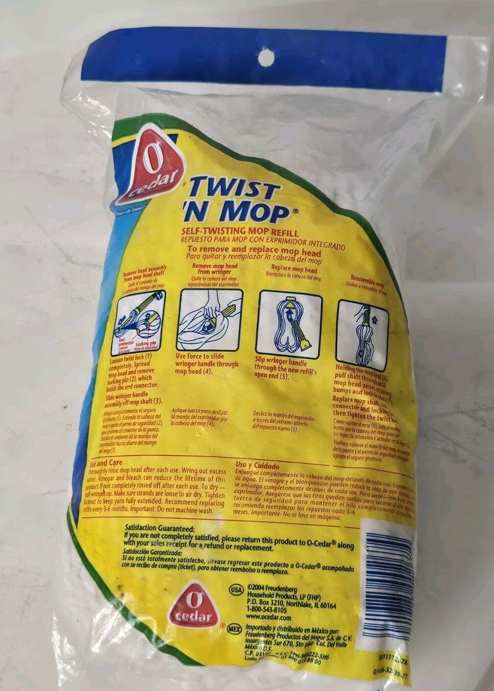 O Cedar Twist ‘N Mop Replacement Head Cotton Self Wringing NEW IN PACKAGE #267