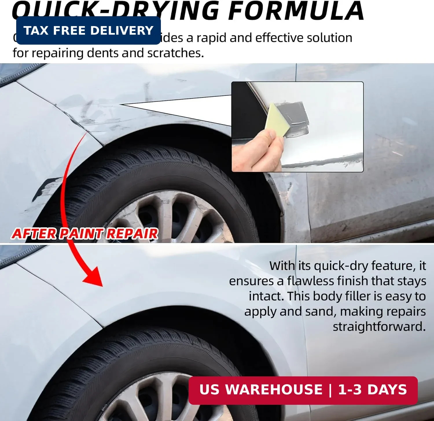 Calvana (2 Pack) 20g Car Body Filler Repair Kit, Automotive Putty Scratch Filler