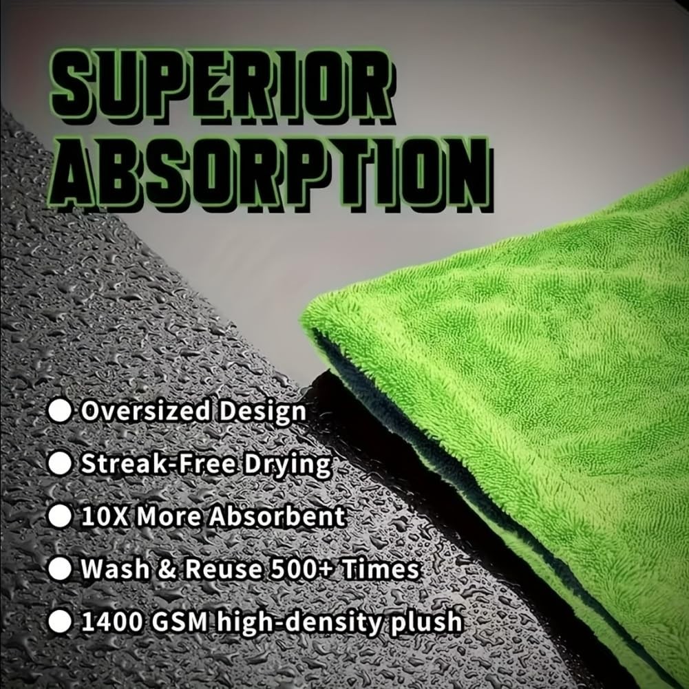GMOX 1500GSM 24 x 36 in absorbent microfiber car wash dry towel twist ring