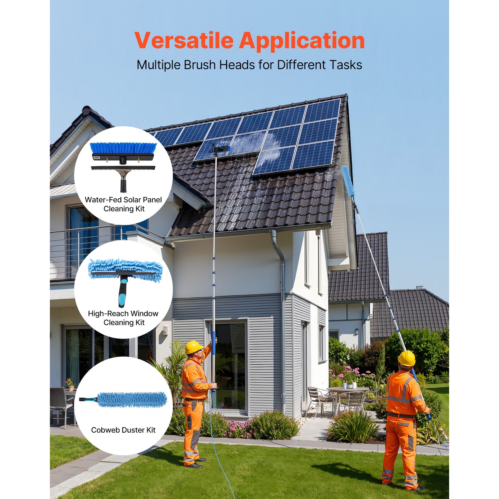 Uimoso Solar Panel Cleaning Kit with 24 ft Water Fed Pole and Brush System