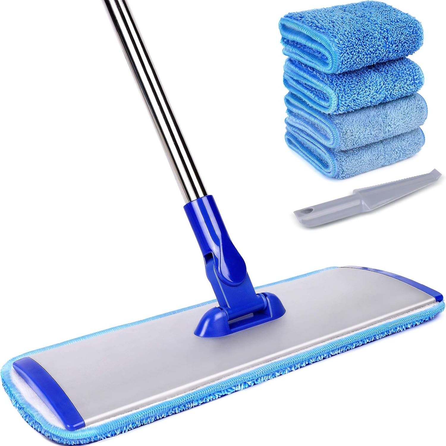 18″ Professional Microfiber Mop with Adjustable Stainless Steel Handle & 4 Pads