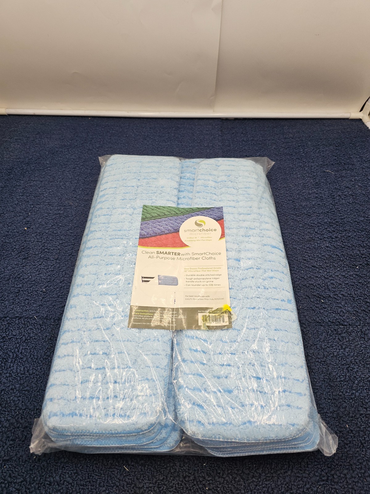 (QTY 12) Smart Choice M800018B All-Purpose Microfiber Cloths 18″ Blue