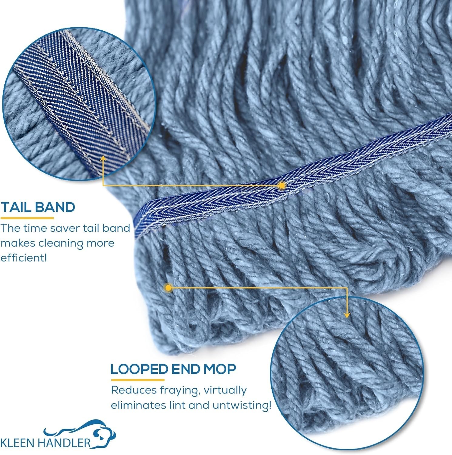 General Cleaning Mop Heavy Duty Commercial Replacement, Wet Industrial Blue C…