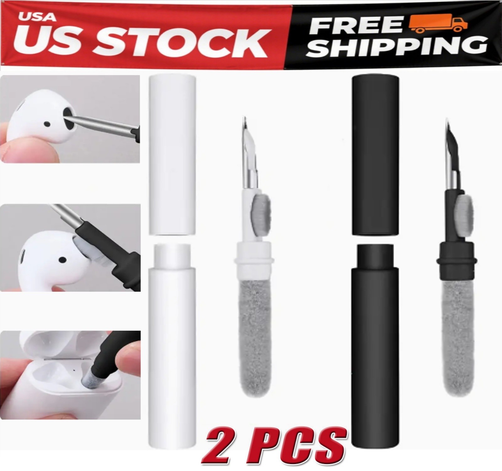 2X Universal AirPods Cleaning Kit – Brush & Pen for All Models, Earbuds & Case