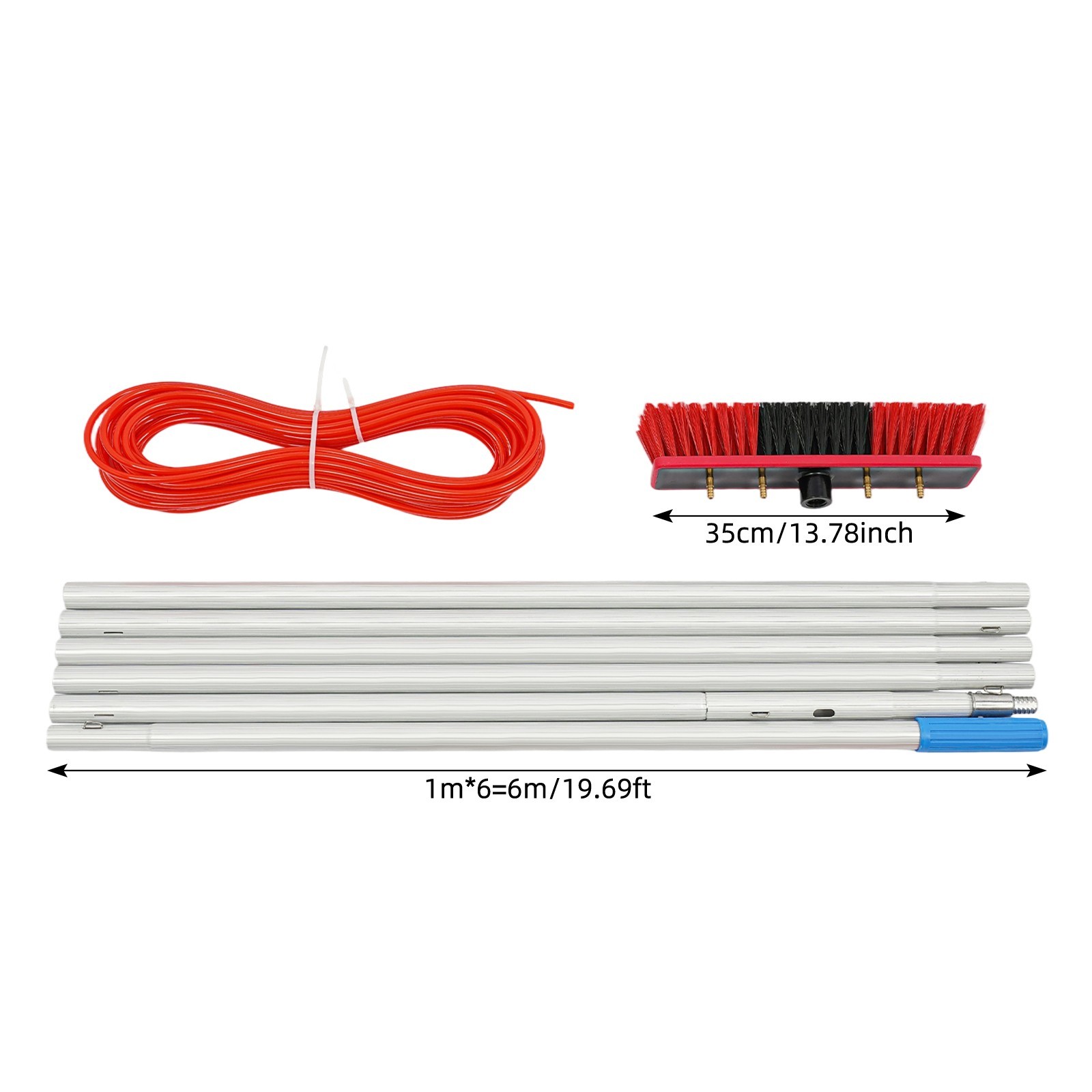 6m Cleaning Water-Fed Rod Kit Solar Panel Cleaner for Outdoor Windows